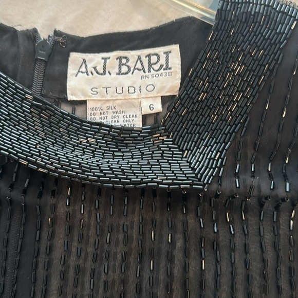 A.J. Bari Vintage black silk top with beaded black beads. It’s sheer. - Picture 5 of 8